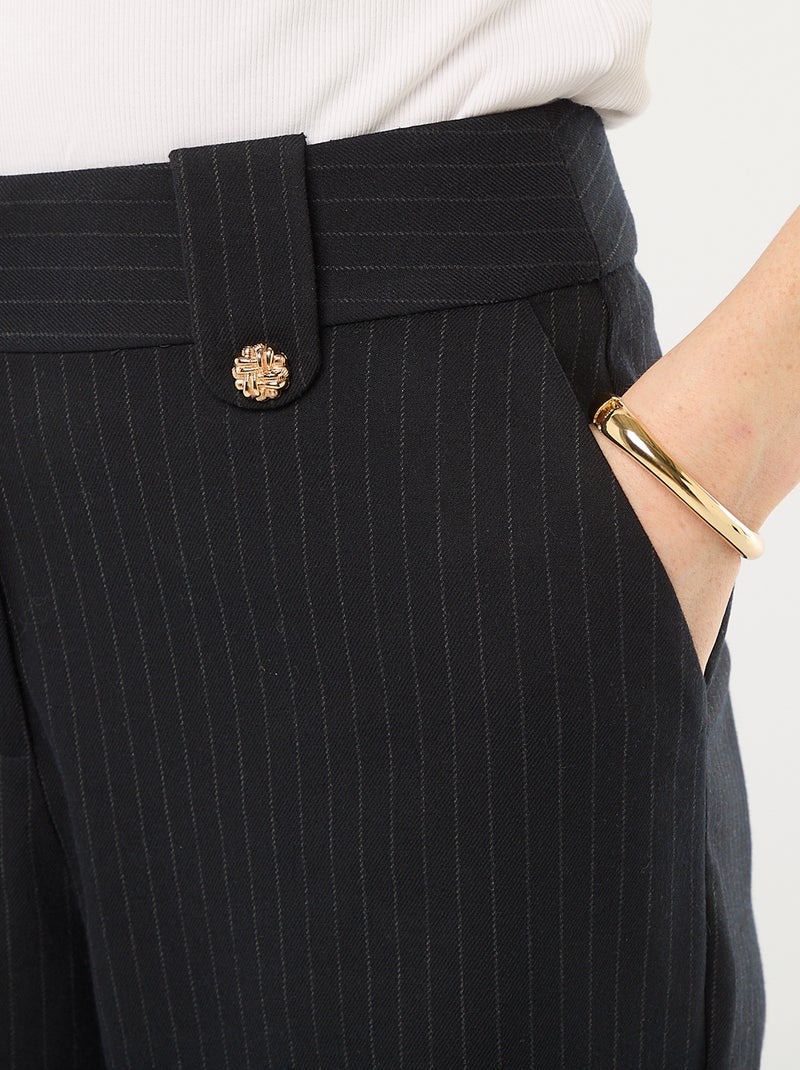 Pantalon large uni avec ouverture zippée et par crochet Bleu - Kiabi