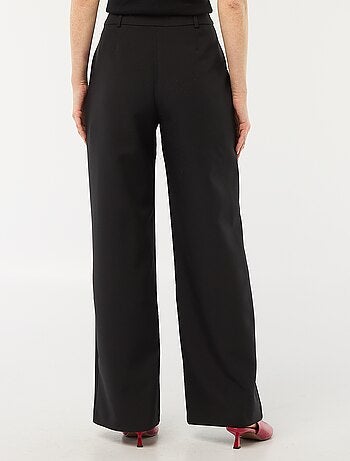 Pantalon large uni avec ouverture zippée et par crochet