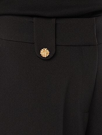 Pantalon large uni avec ouverture zippée et par crochet