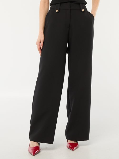 Pantalon large uni avec ouverture zippée et par crochet - Kiabi