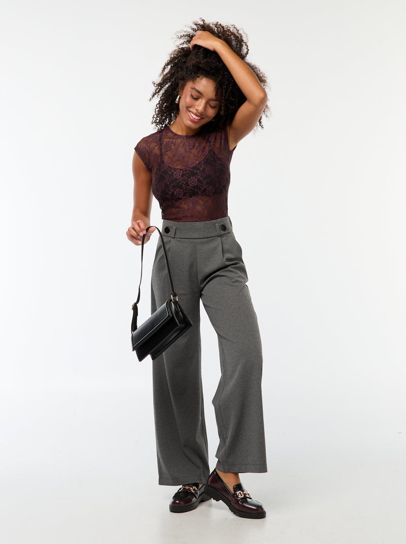 Pantalon large uni avec poches 'JDY' Gris - Kiabi