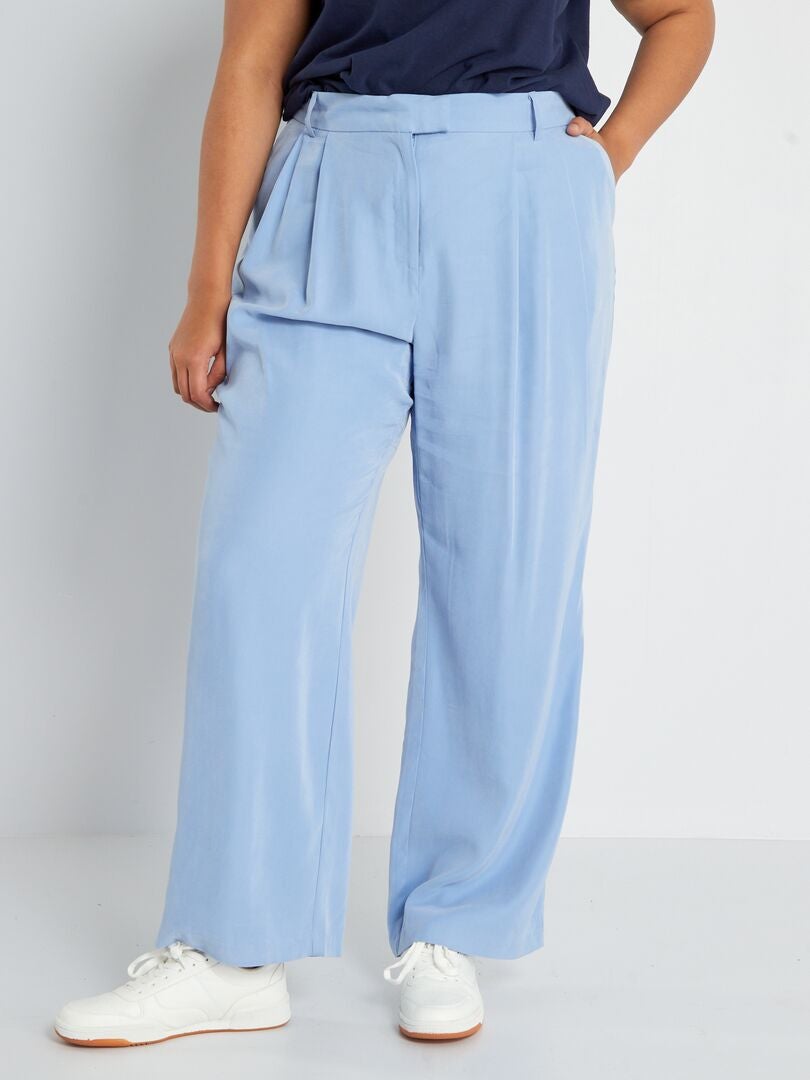 Pantalon large uni Bleu - Kiabi
