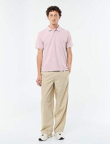 Pantalon large uni en popeline
