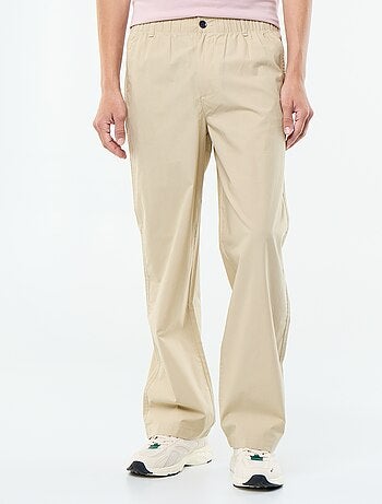 Pantalon large uni en popeline