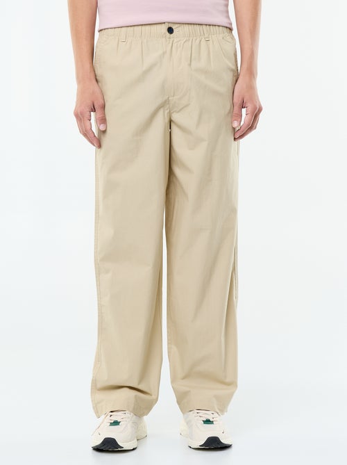 Pantalon large uni en popeline - Kiabi