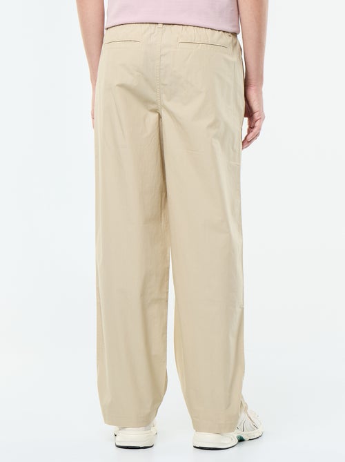 Pantalon large uni en popeline - Kiabi