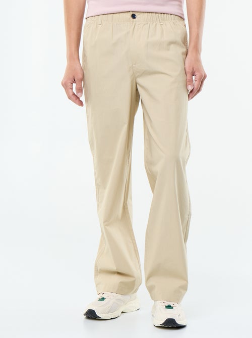 Pantalon large uni en popeline - Kiabi