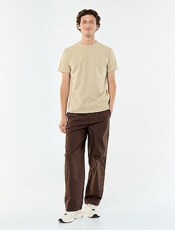 Pantalon large uni en popeline