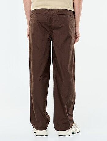 Pantalon large uni en popeline