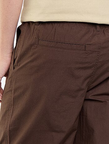 Pantalon large uni en popeline