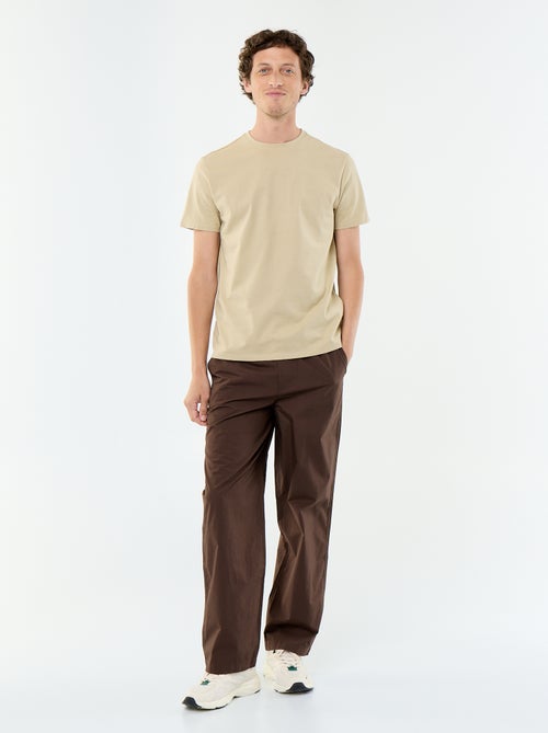 Pantalon large uni en popeline - Kiabi