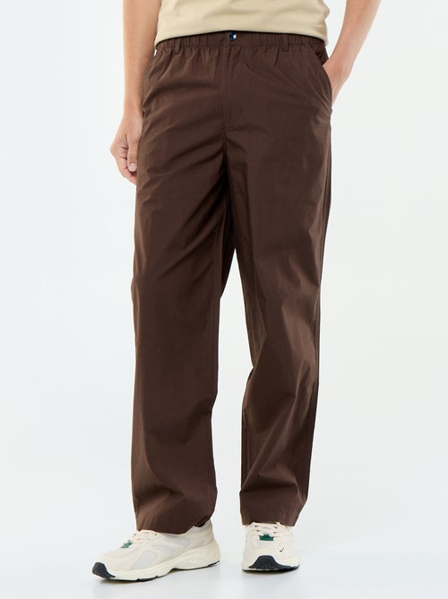 Pantalon large uni en popeline - Kiabi