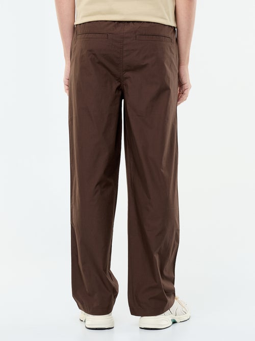 Pantalon large uni en popeline - Kiabi