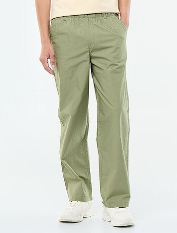 Pantalon large uni en popeline