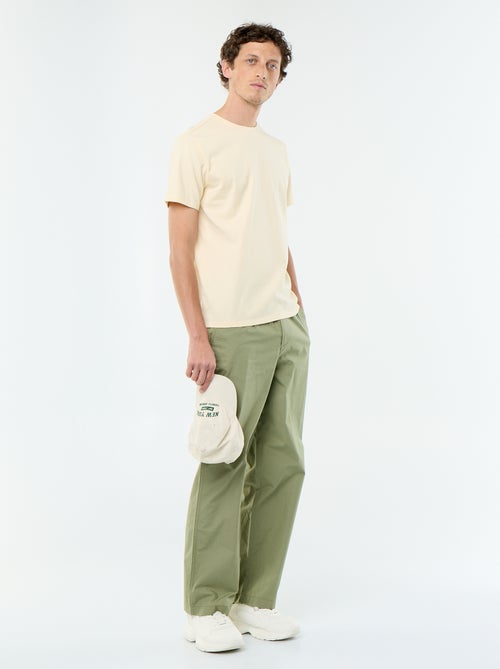 Pantalon large uni en popeline - Kiabi