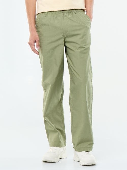 Pantalon large uni en popeline - Kiabi