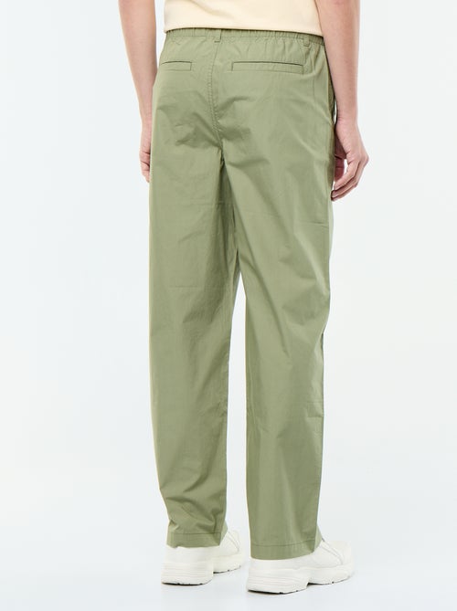 Pantalon large uni en popeline - Kiabi