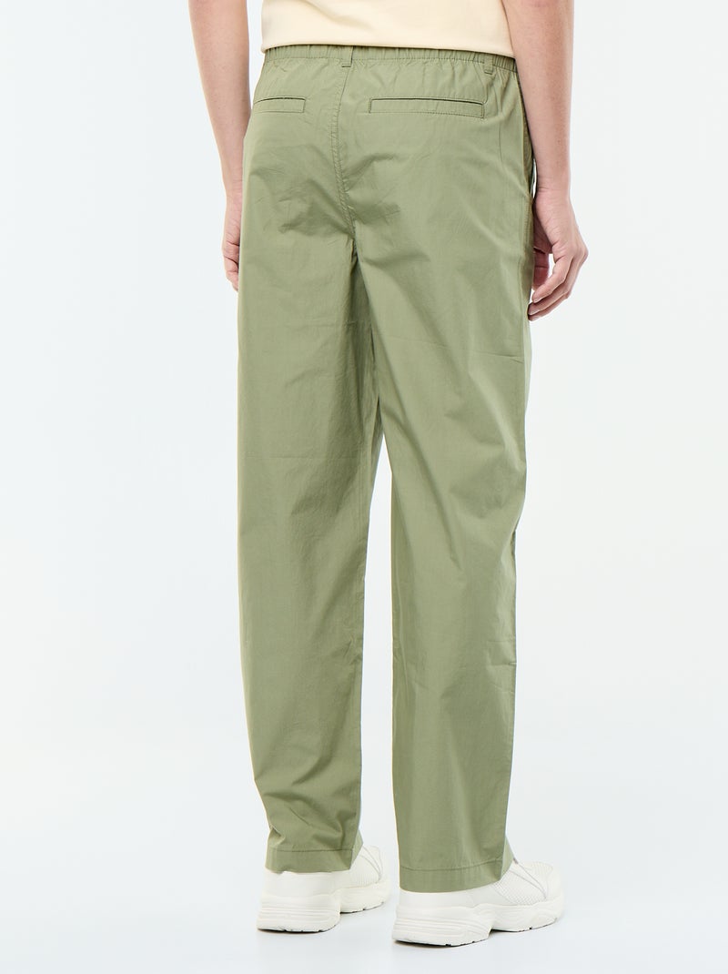 Pantalon large uni en popeline Vert - Kiabi