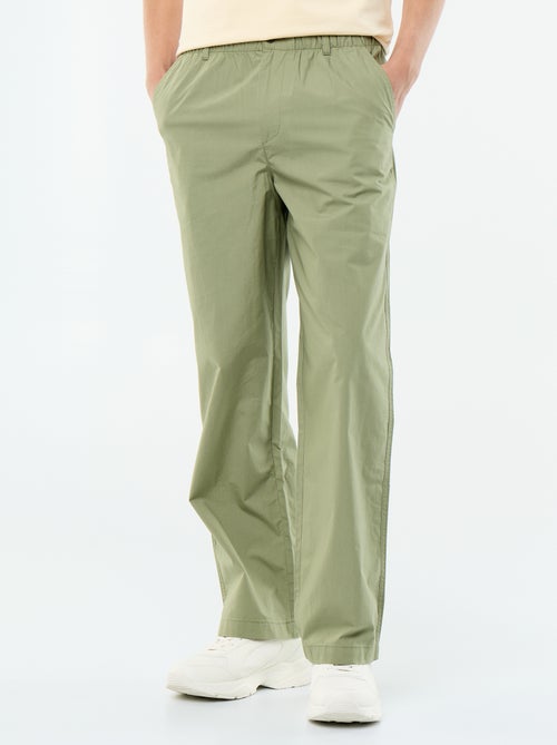 Pantalon large uni en popeline - Kiabi