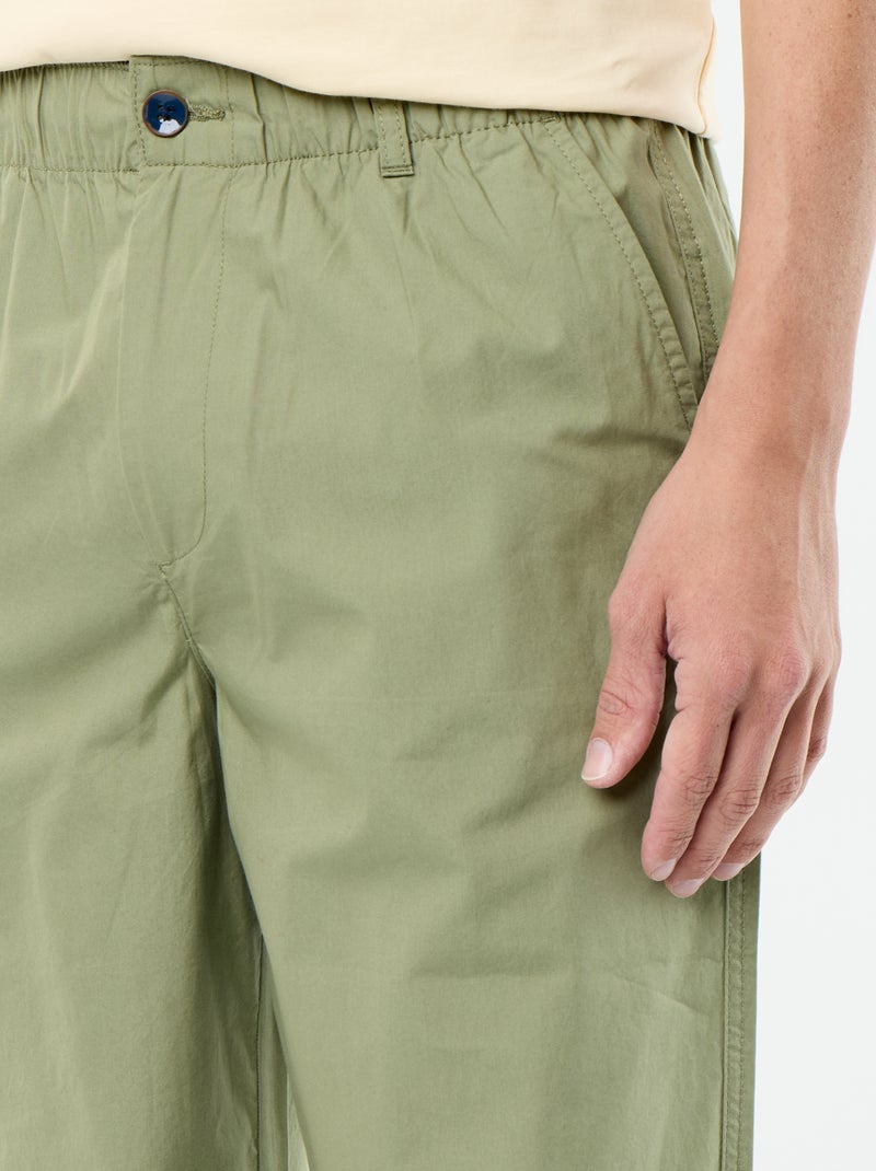 Pantalon large uni en popeline Vert - Kiabi