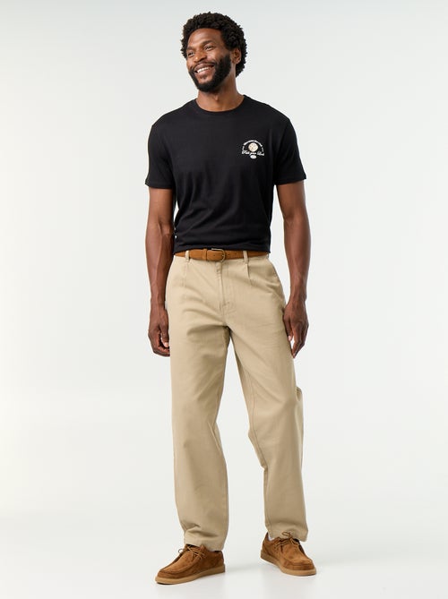 Pantalon large uni forme relax - Kiabi
