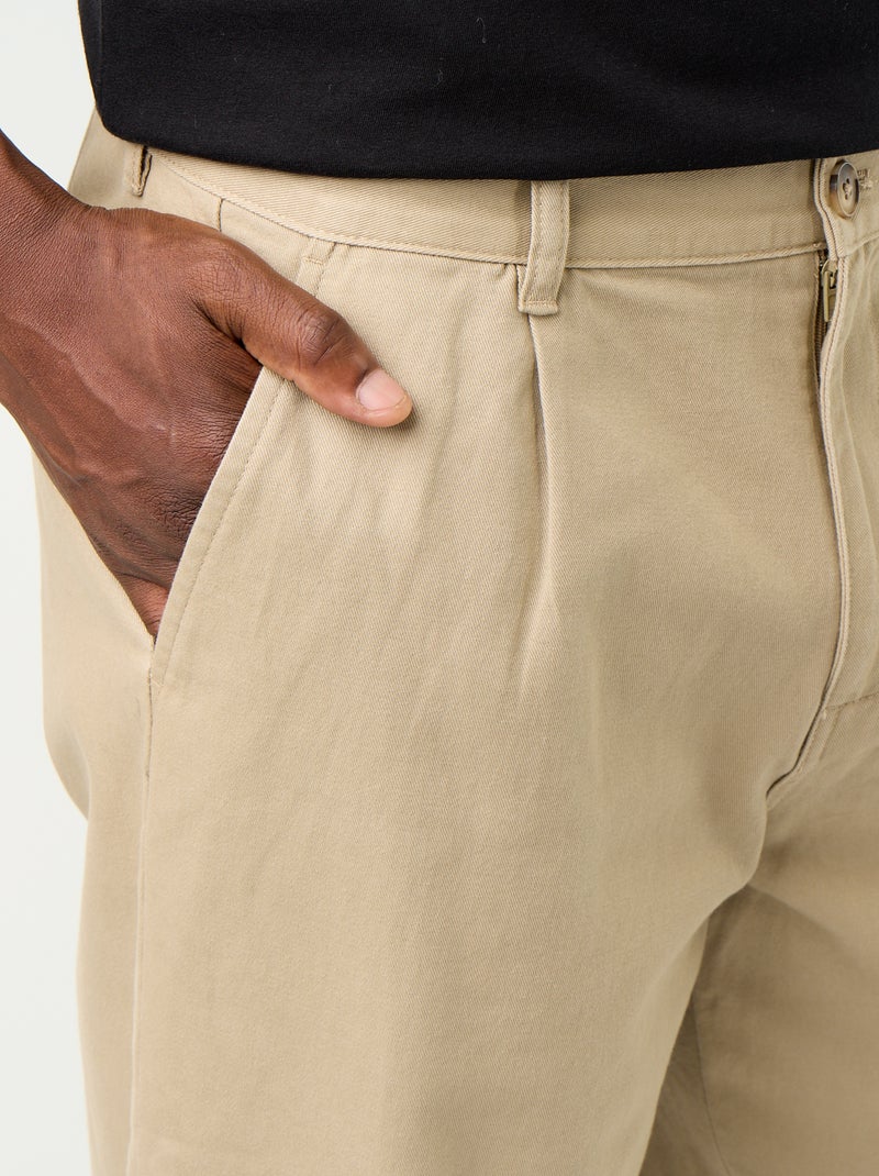 Pantalon large uni forme relax Beige - Kiabi