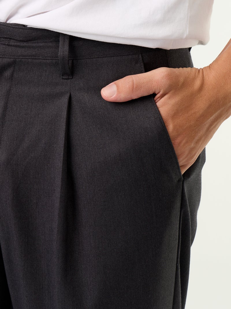 Pantalon large uni Gris - Kiabi