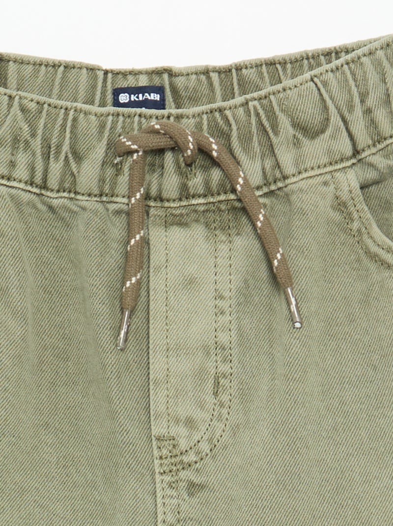 Pantalon large uni Kaki - Kiabi