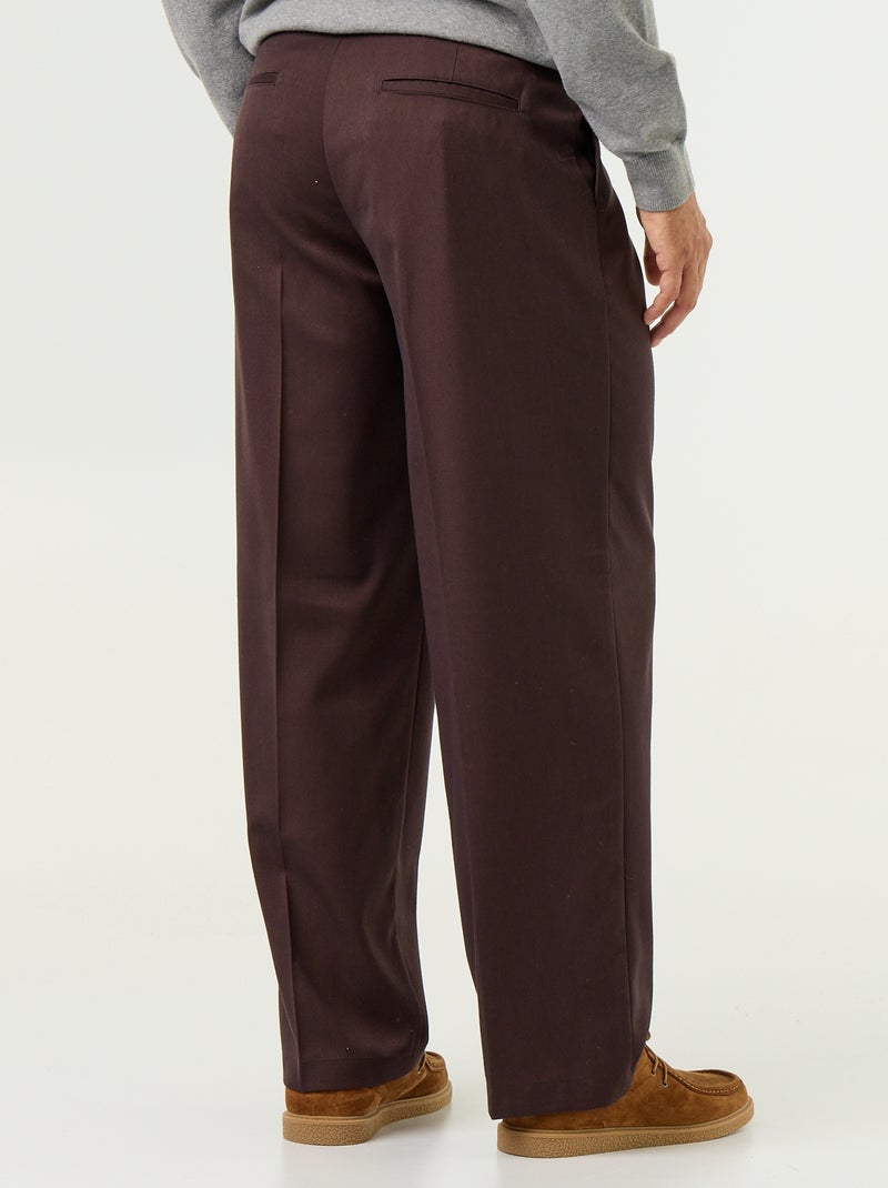 Pantalon large uni Marron - Kiabi
