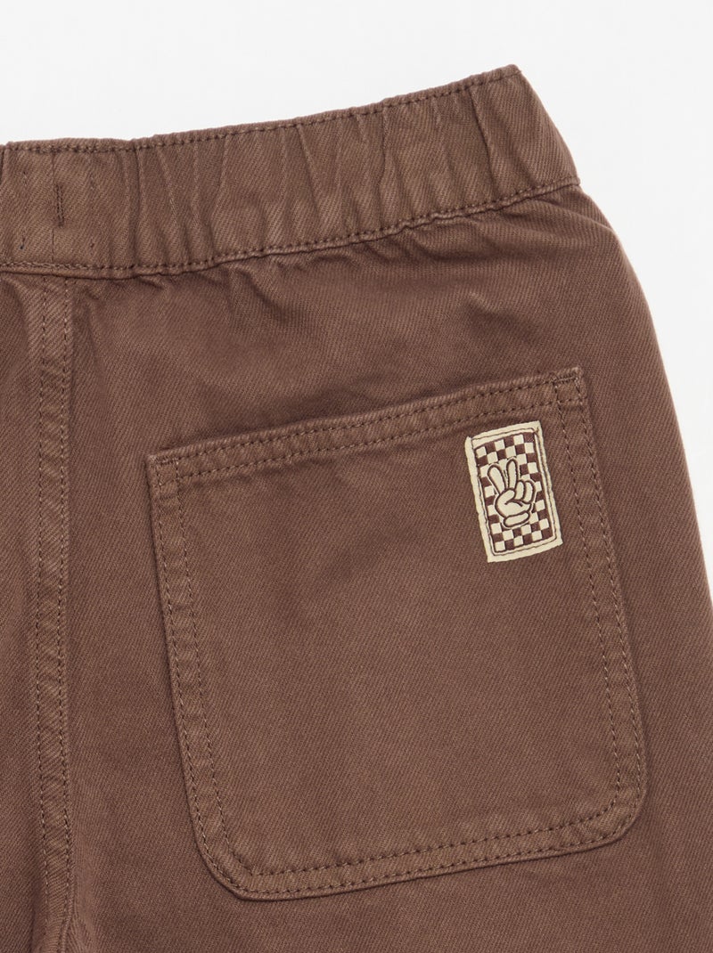 Pantalon large uni Marron - Kiabi