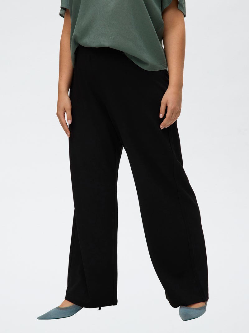 Pantalon large uni Noir - Kiabi