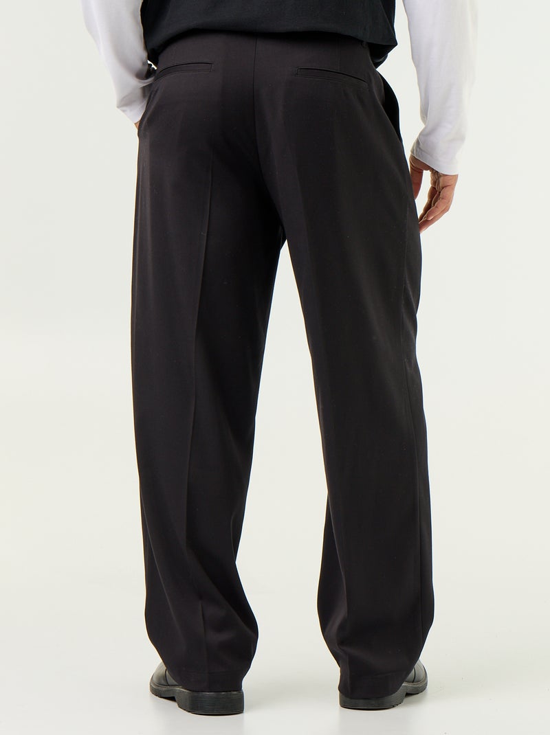 Pantalon large uni Noir - Kiabi