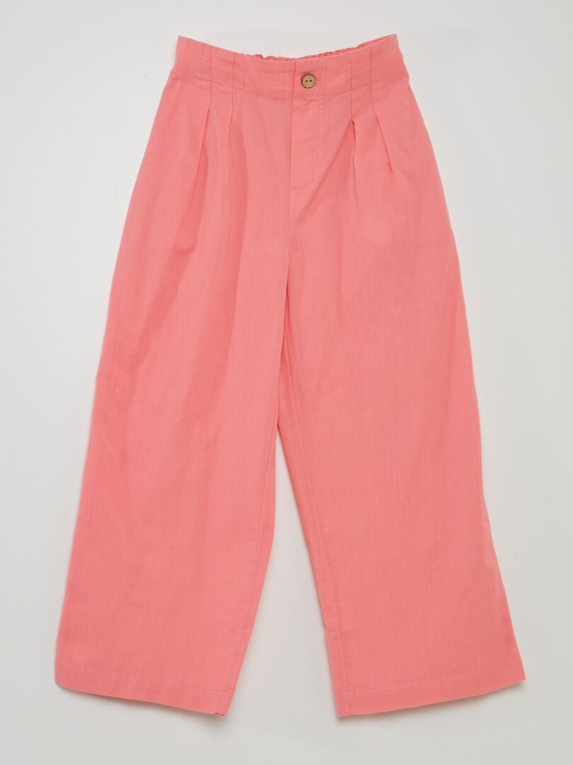 Pantalon large uni rose - Kiabi