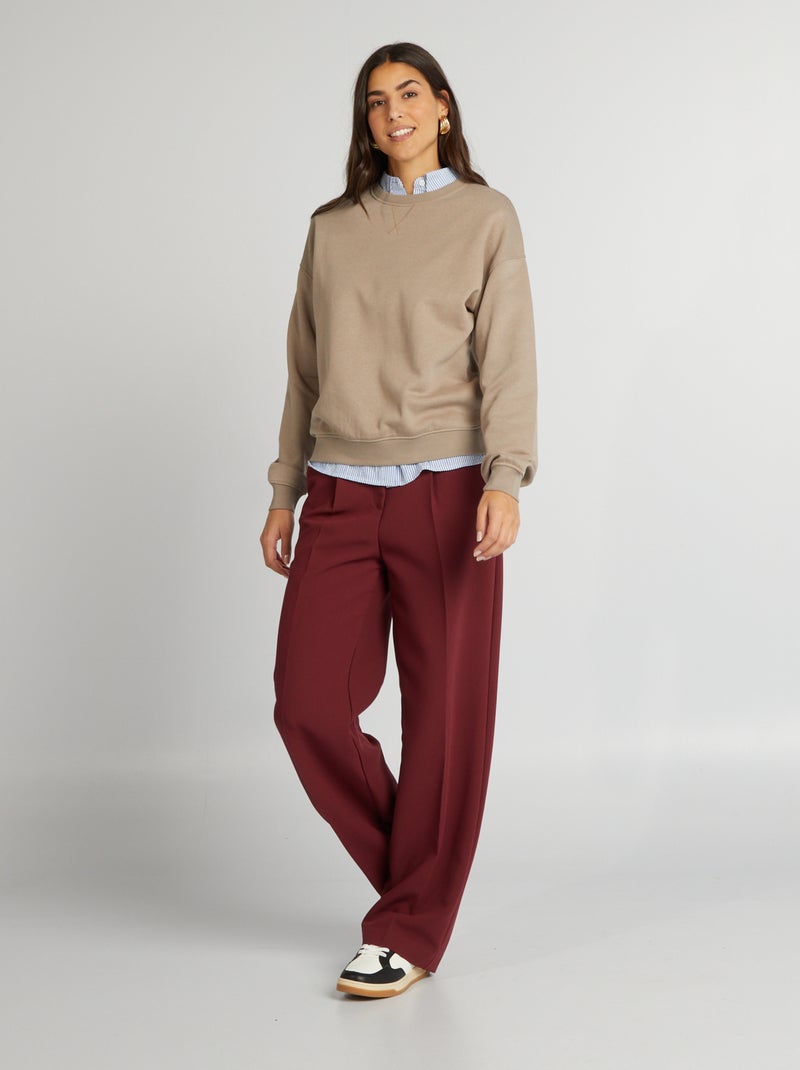 Pantalon large uni Rouge - Kiabi