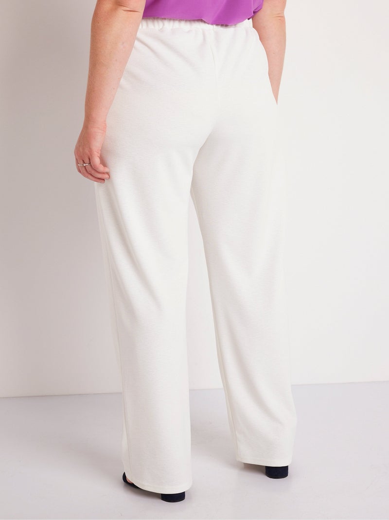 Pantalon large uni taille semi élastiquée - Afibel Blanc - Kiabi