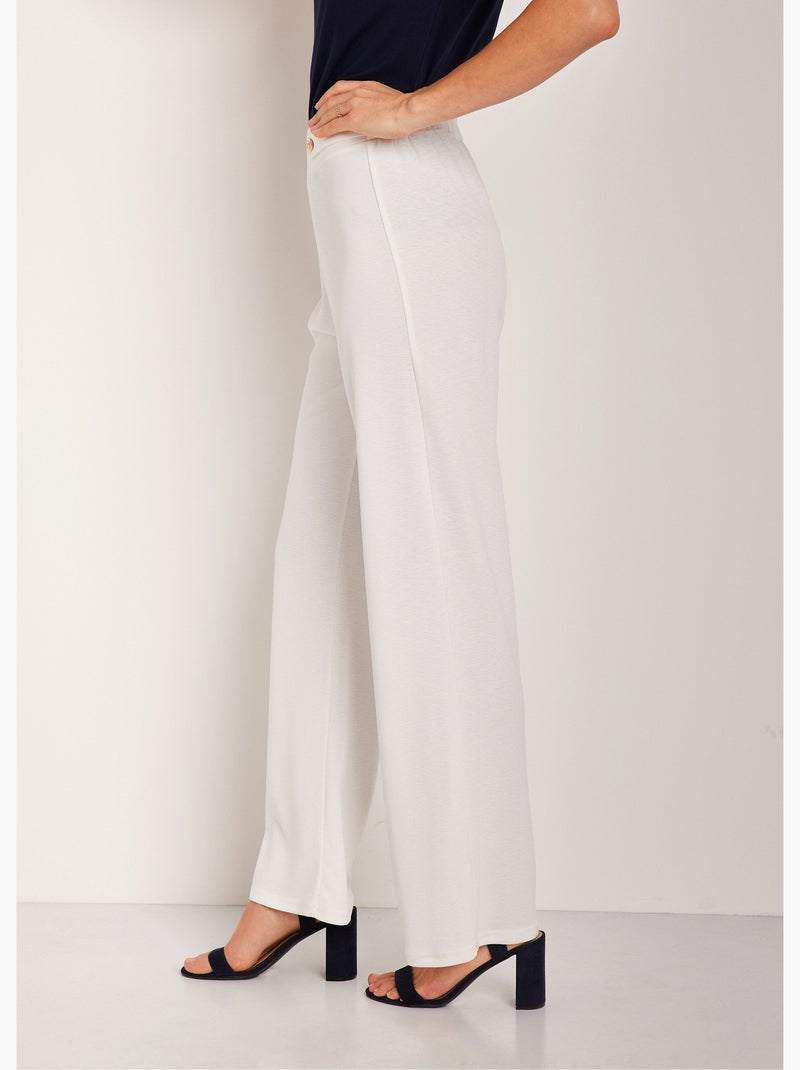 Pantalon large uni taille semi élastiquée - Afibel Blanc - Kiabi