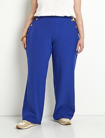 Pantalon large uni taille semi-élastiquée - afibel