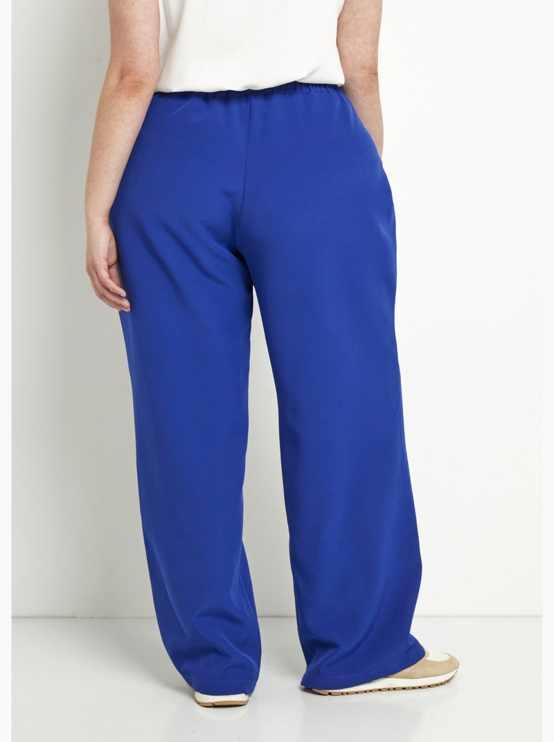 Pantalon large uni taille semi-élastiquée - Afibel Bleu - Kiabi