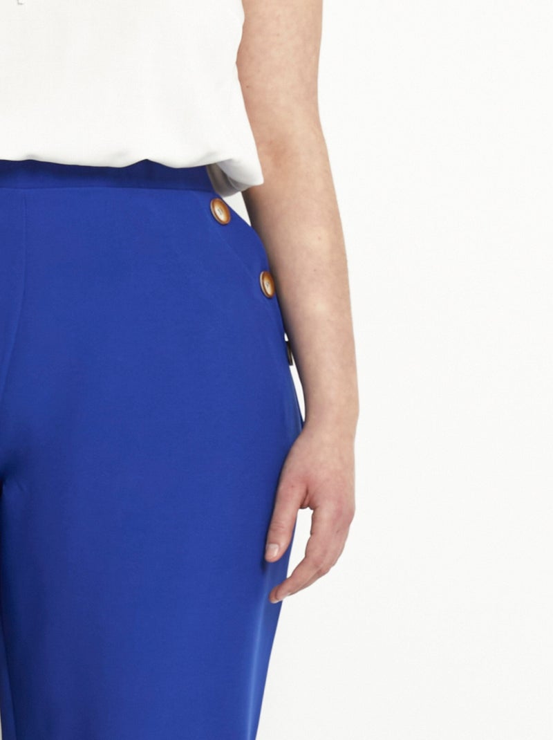 Pantalon large uni taille semi-élastiquée - Afibel Bleu - Kiabi