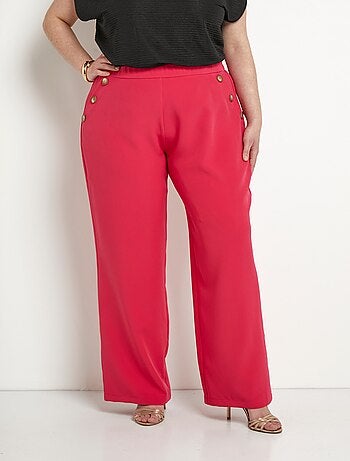 Pantalon large uni taille semi-élastiquée - Afibel