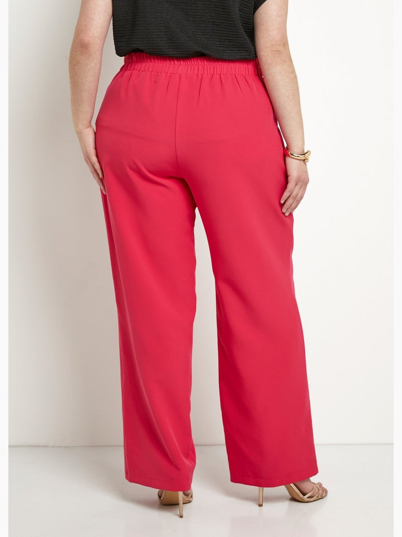 Pantalon large uni taille semi-élastiquée - Afibel Rose fushia - Kiabi