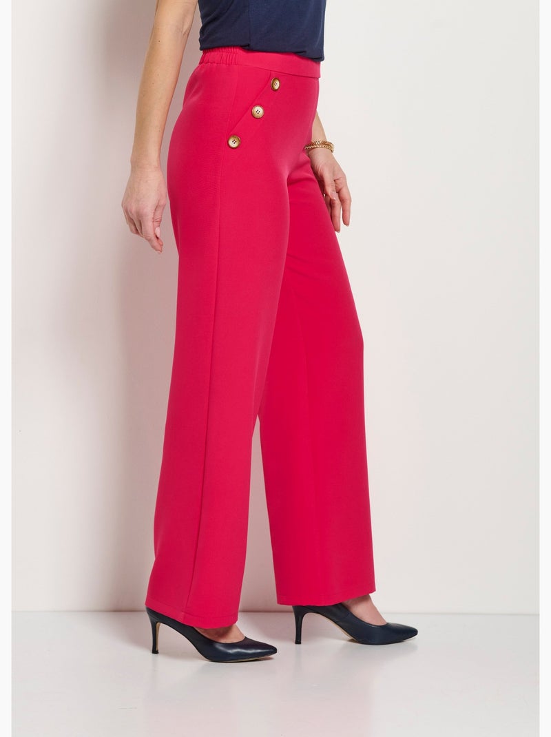 Pantalon large uni taille semi-élastiquée - Afibel Rose fushia - Kiabi