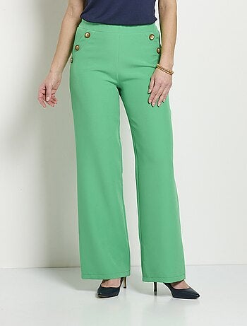 Pantalon large uni taille semi-élastiquée - Afibel