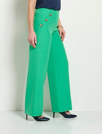 Pantalon large uni taille semi-élastiquée - Afibel