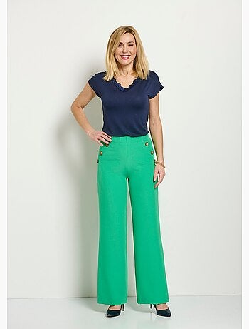 Pantalon large uni taille semi-élastiquée - Afibel