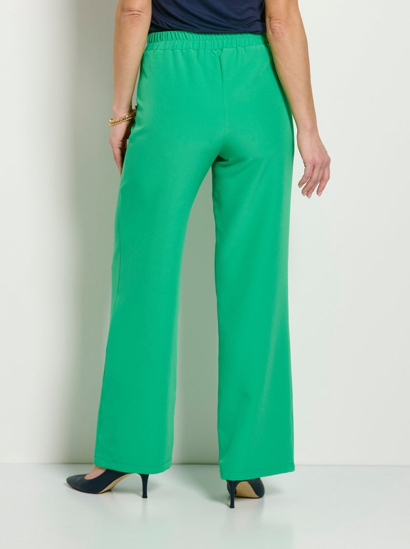 Pantalon large uni taille semi-élastiquée - Afibel Vert - Kiabi