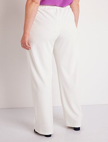 Pantalon large uni taille semi élastiquée