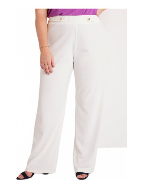 Pantalon large uni taille semi élastiquée - Kiabi