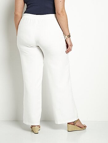 Pantalon large uni taille semi-élastiquée