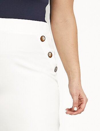 Pantalon large uni taille semi-élastiquée